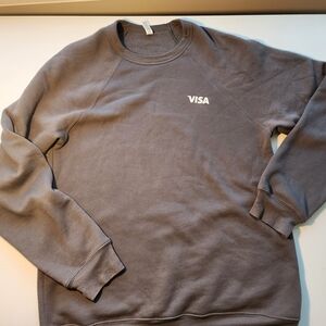 New Bella Canvas Mens Unisex Crewneck Sweater Sweatshirt Charcoal Gray Visa Logo
